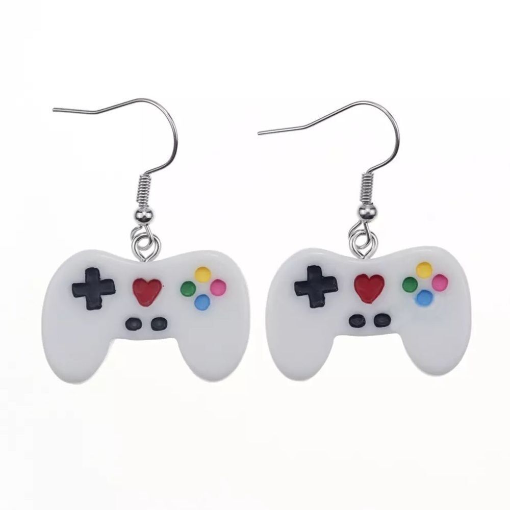 🆕White Game Console Controller Charm Dangle Earrings